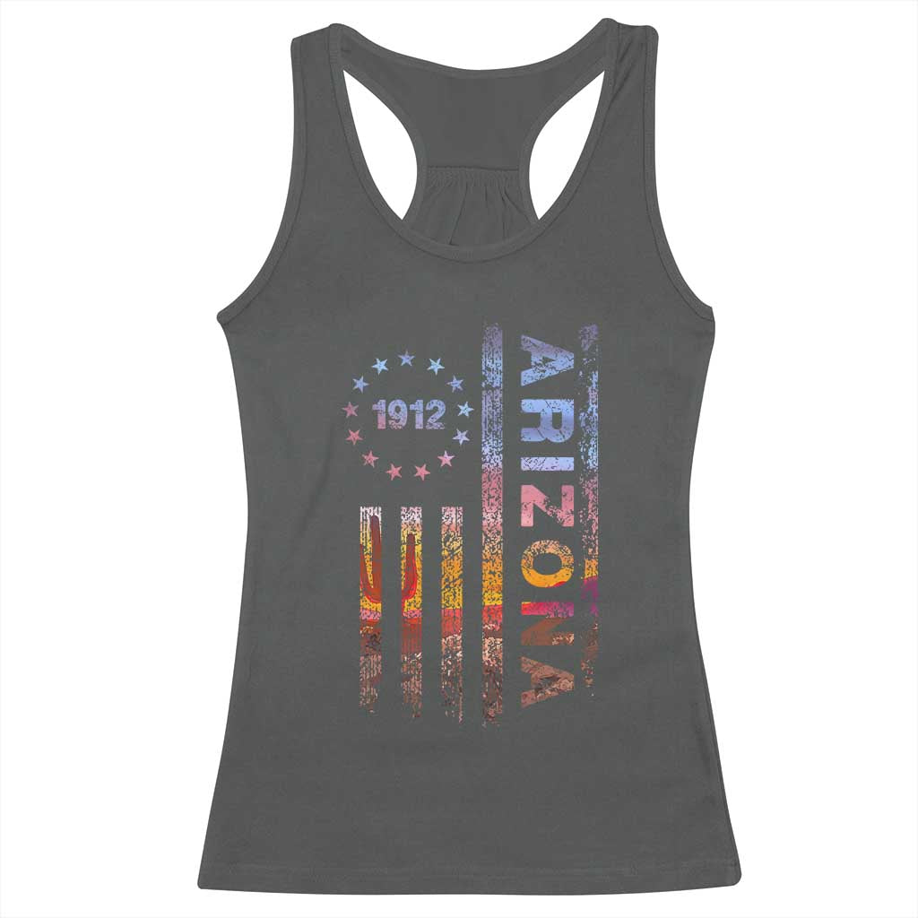 Arizona American Flag Pride Cactus Landscape Established 1912 Racerback Tank Top