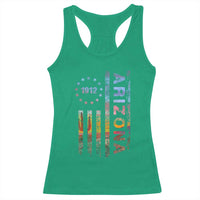 Arizona American Flag Pride Cactus Landscape Established 1912 Racerback Tank Top