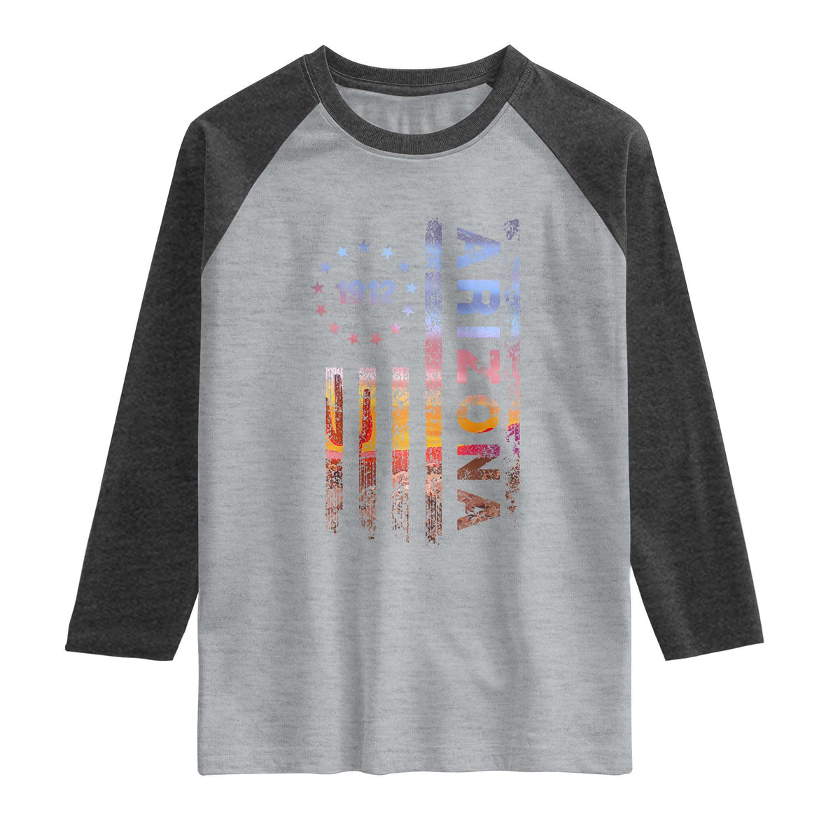Arizona American Flag Pride Cactus Landscape Established 1912 Raglan Shirt