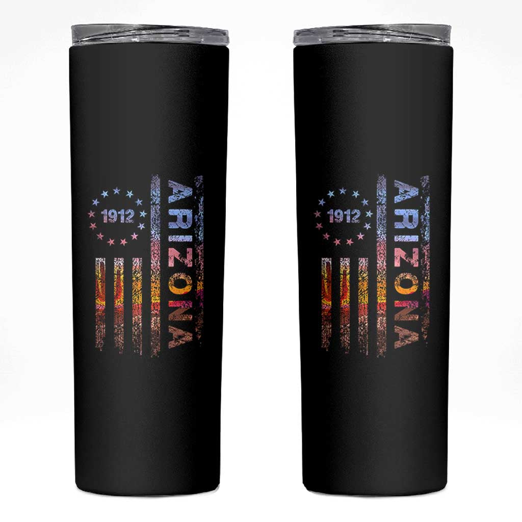 Arizona American Flag Pride Cactus Landscape Established 1912 Skinny Tumbler