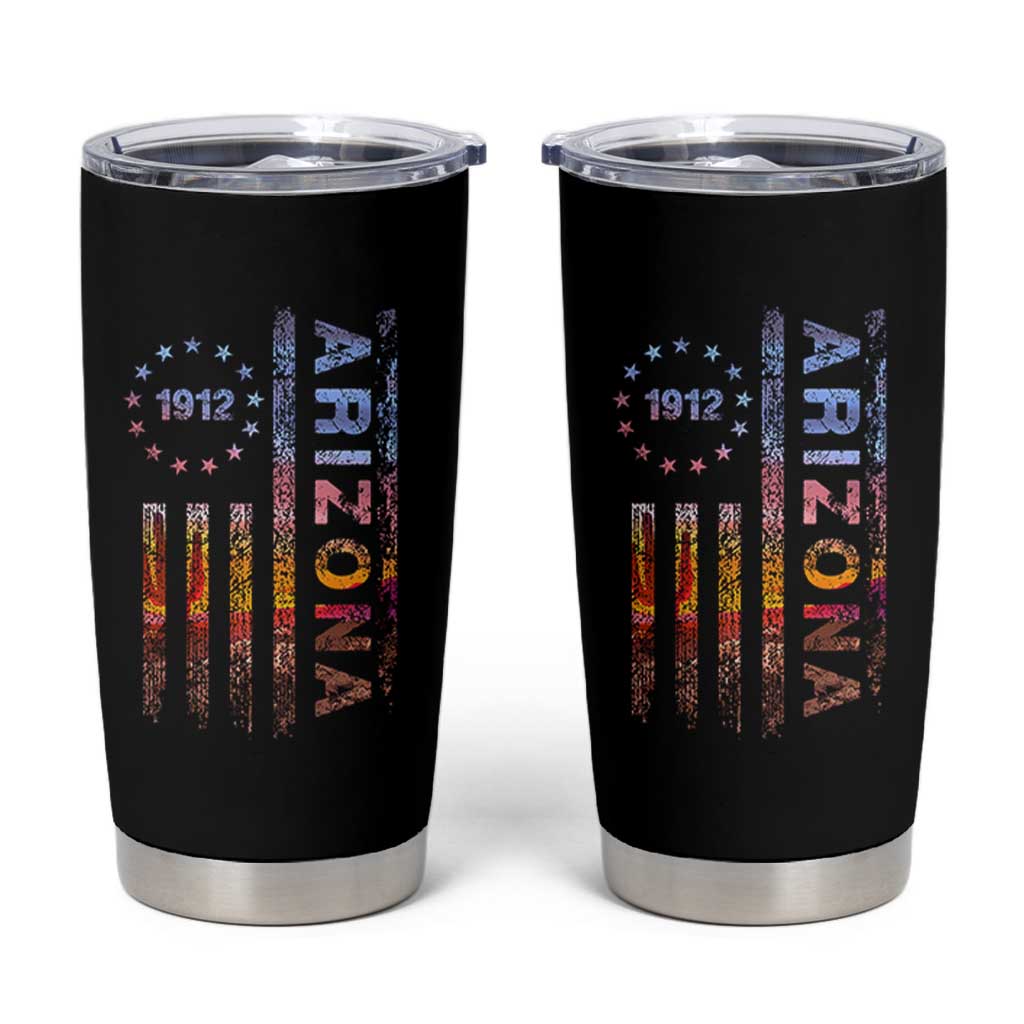 Arizona American Flag Pride Cactus Landscape Established 1912 Tumbler Cup