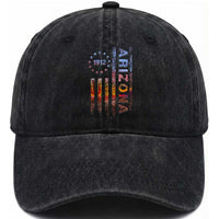 Arizona American Flag Pride Cactus Landscape Established 1912 Washed Cotton Baseball Cap