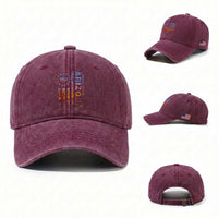 Arizona American Flag Pride Cactus Landscape Established 1912 Washed Cotton Baseball Cap