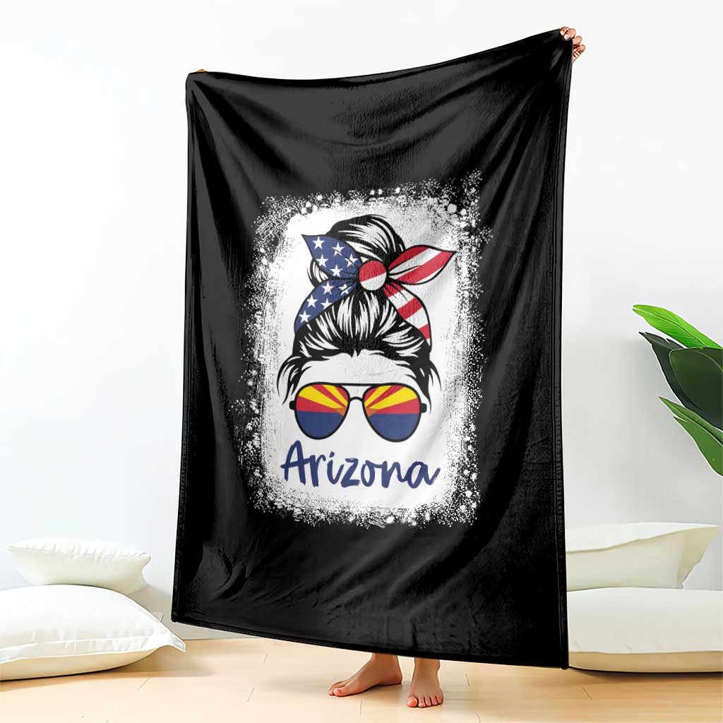 Arizona American Flag Messy Bun Pride Throw Blanket