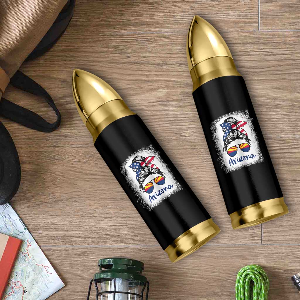 Arizona American Flag Messy Bun Pride Bullet Tumbler