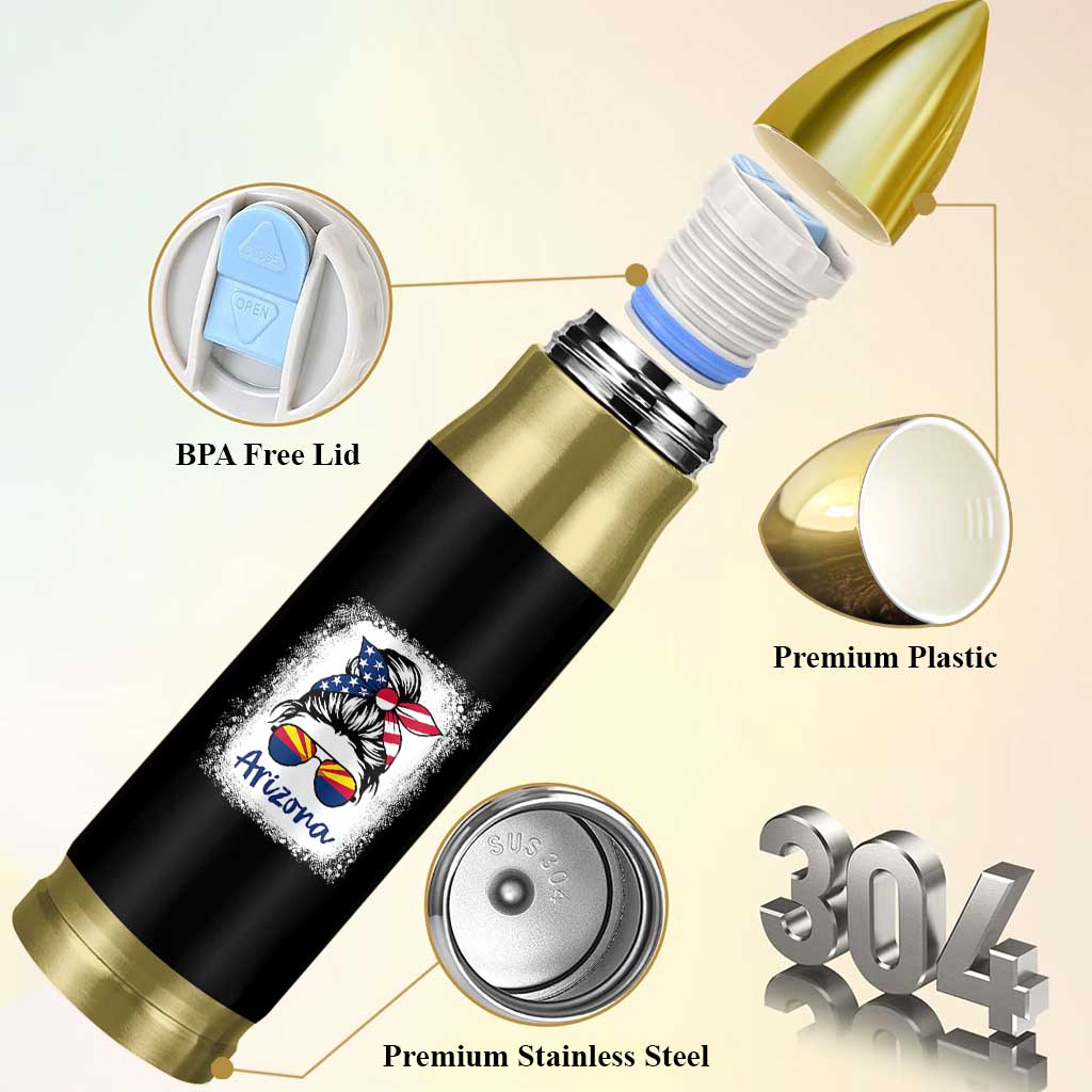 Arizona American Flag Messy Bun Pride Bullet Tumbler