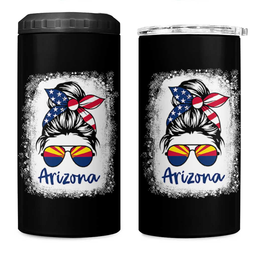 Arizona American Flag Messy Bun Pride 4 in 1 Can Cooler Tumbler