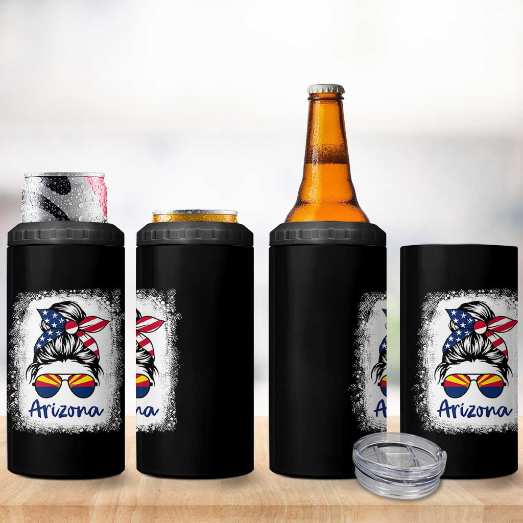Arizona American Flag Messy Bun Pride 4 in 1 Can Cooler Tumbler