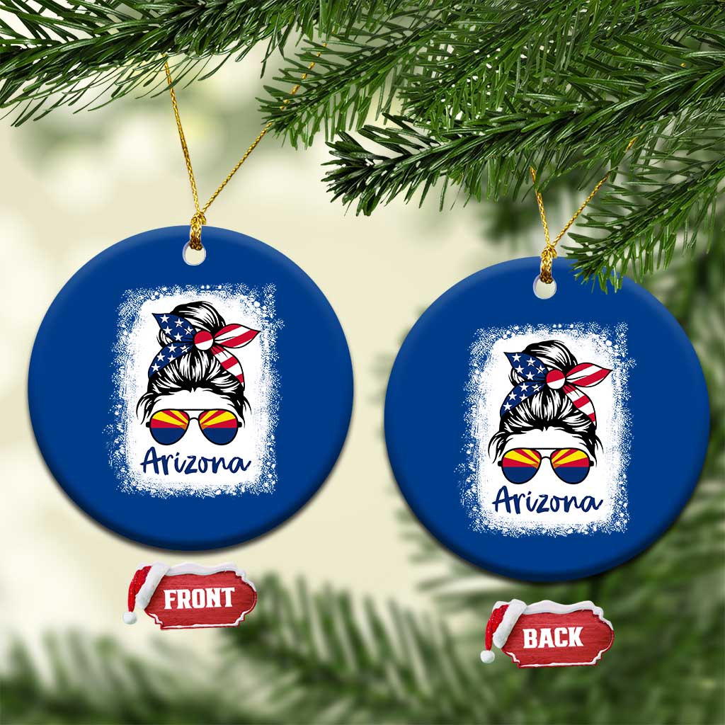 Arizona American Flag Messy Bun Pride Ceramic Ornament