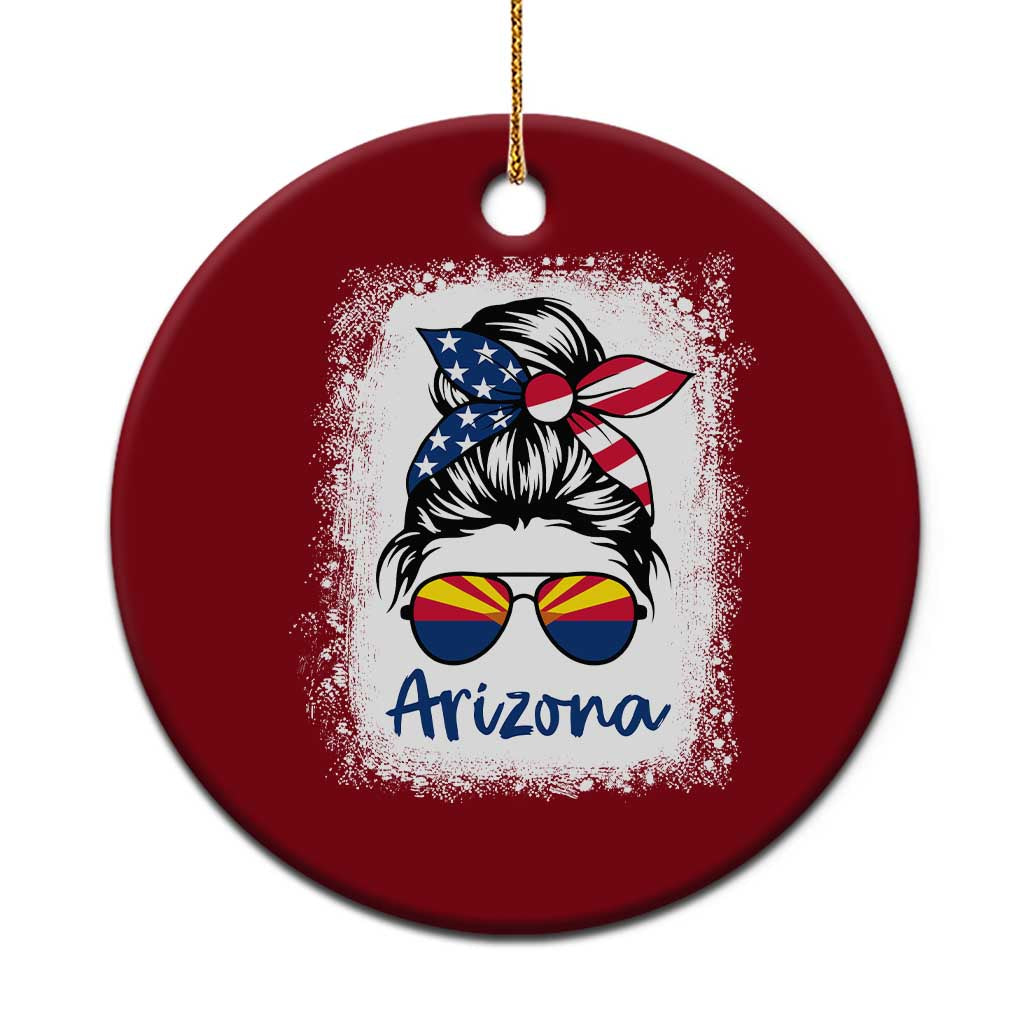 Arizona American Flag Messy Bun Pride Ceramic Ornament