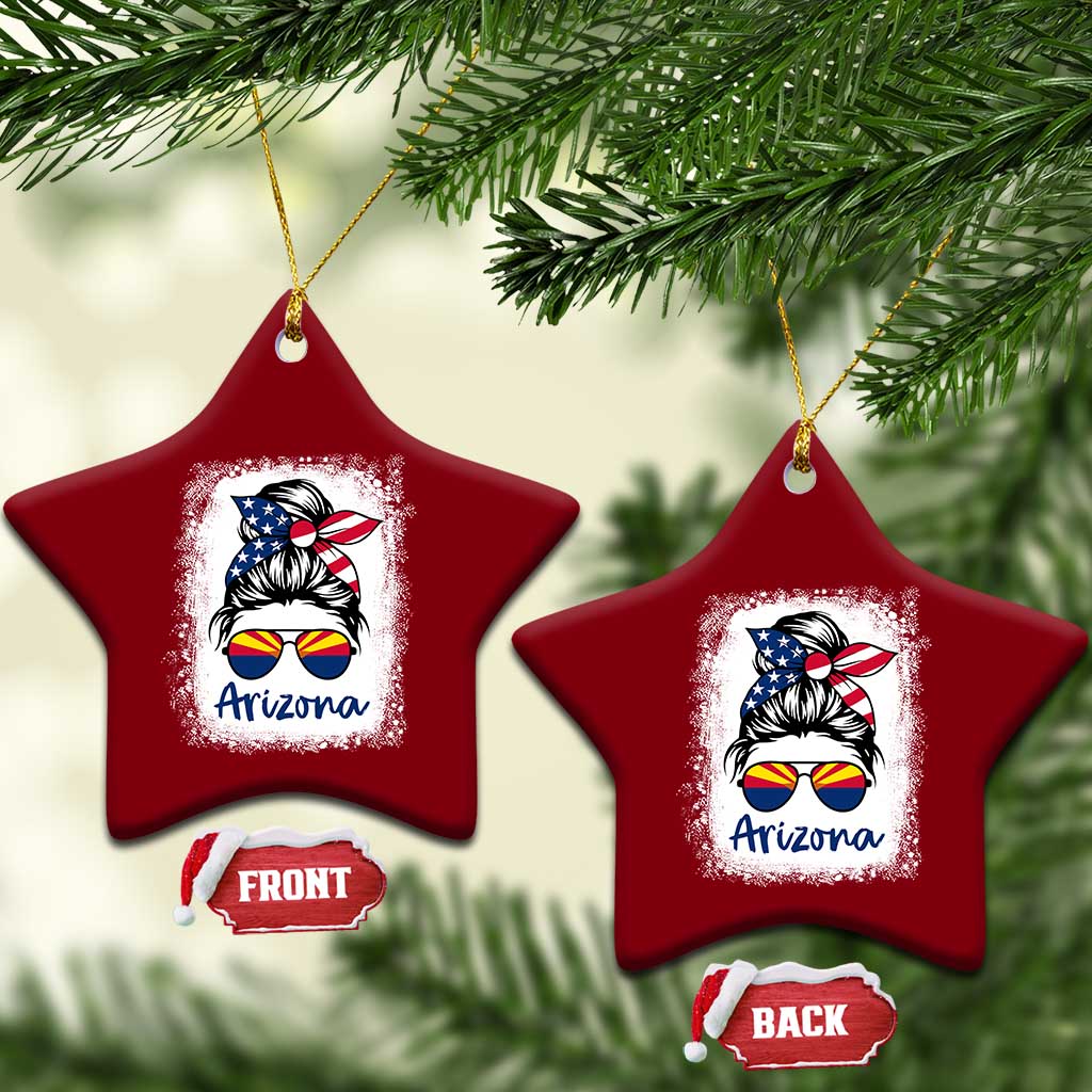 Arizona American Flag Messy Bun Pride Ceramic Ornament