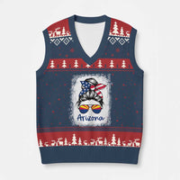 Arizona American Flag Messy Bun Pride V-Neck Knit Sweater Vest