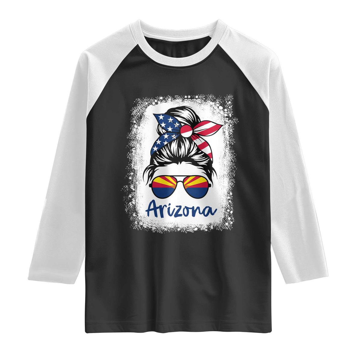 Arizona American Flag Messy Bun Pride Raglan Shirt