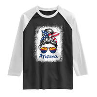 Arizona American Flag Messy Bun Pride Raglan Shirt