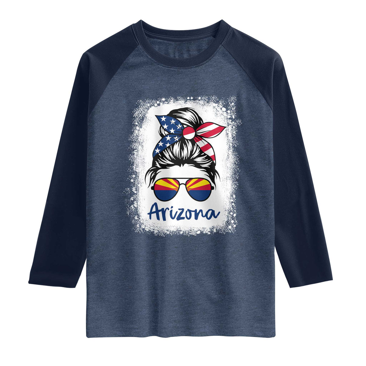 Arizona American Flag Messy Bun Pride Raglan Shirt