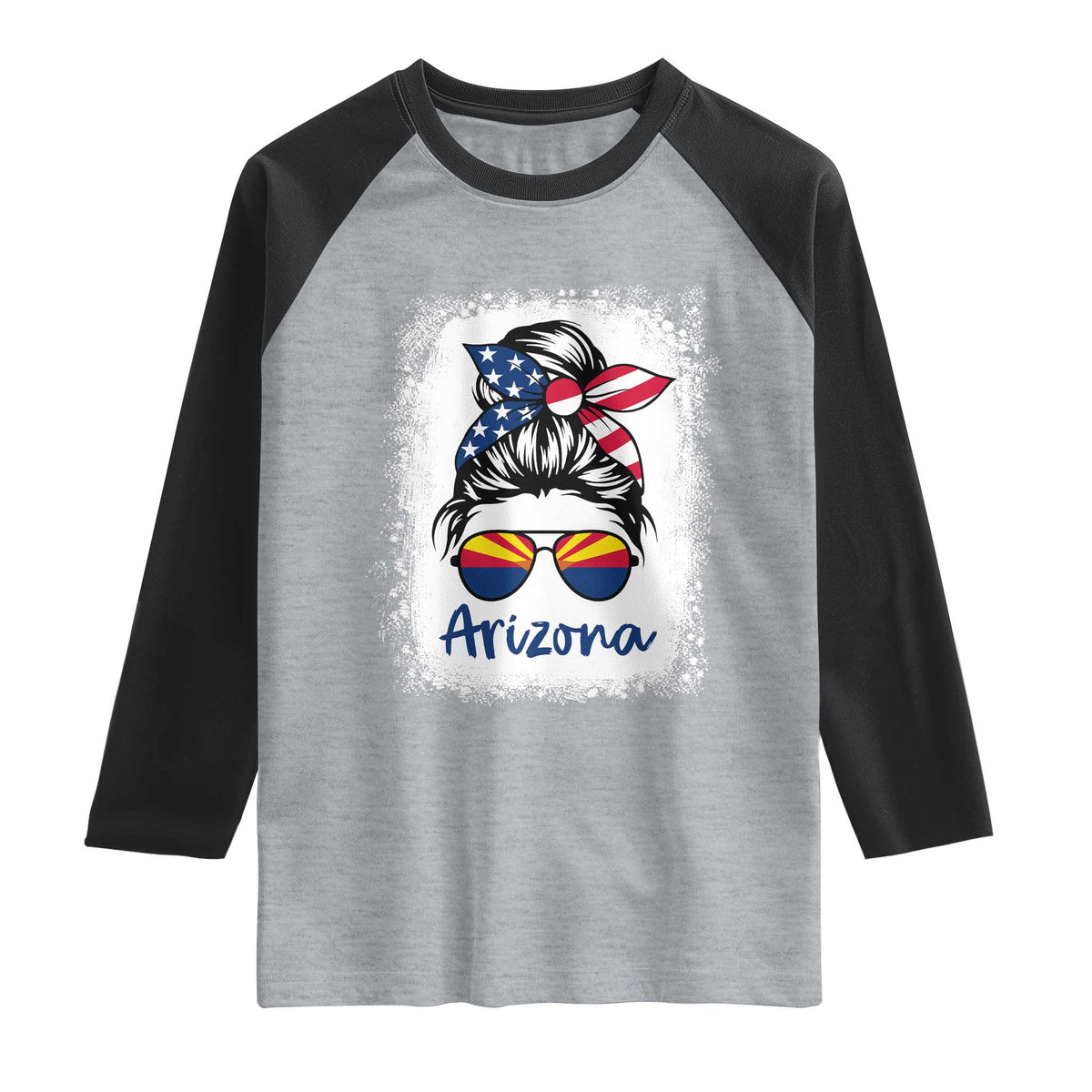 Arizona American Flag Messy Bun Pride Raglan Shirt