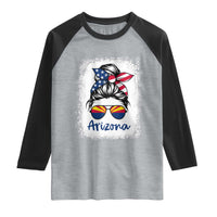 Arizona American Flag Messy Bun Pride Raglan Shirt
