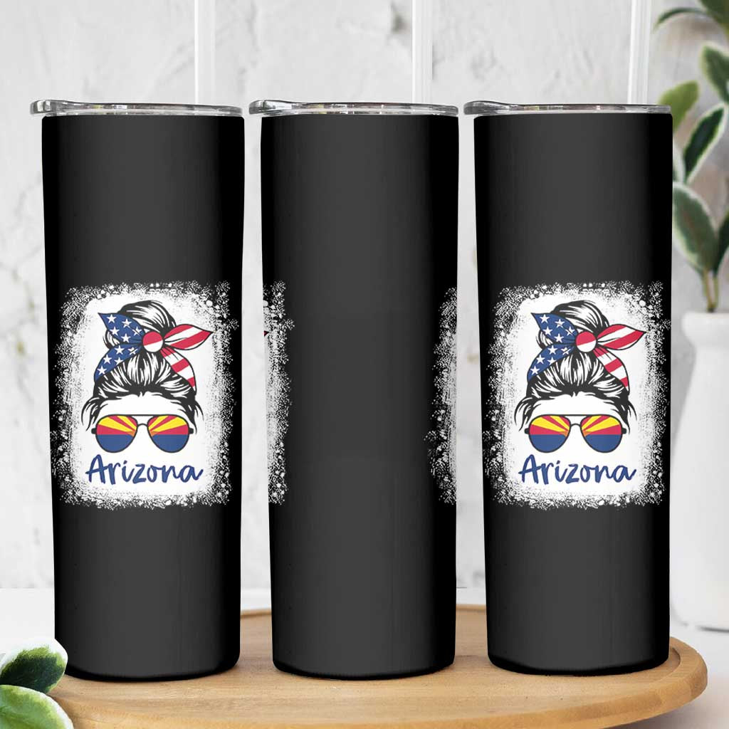 Arizona American Flag Messy Bun Pride Skinny Tumbler
