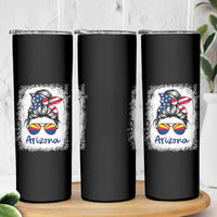 Arizona American Flag Messy Bun Pride Skinny Tumbler