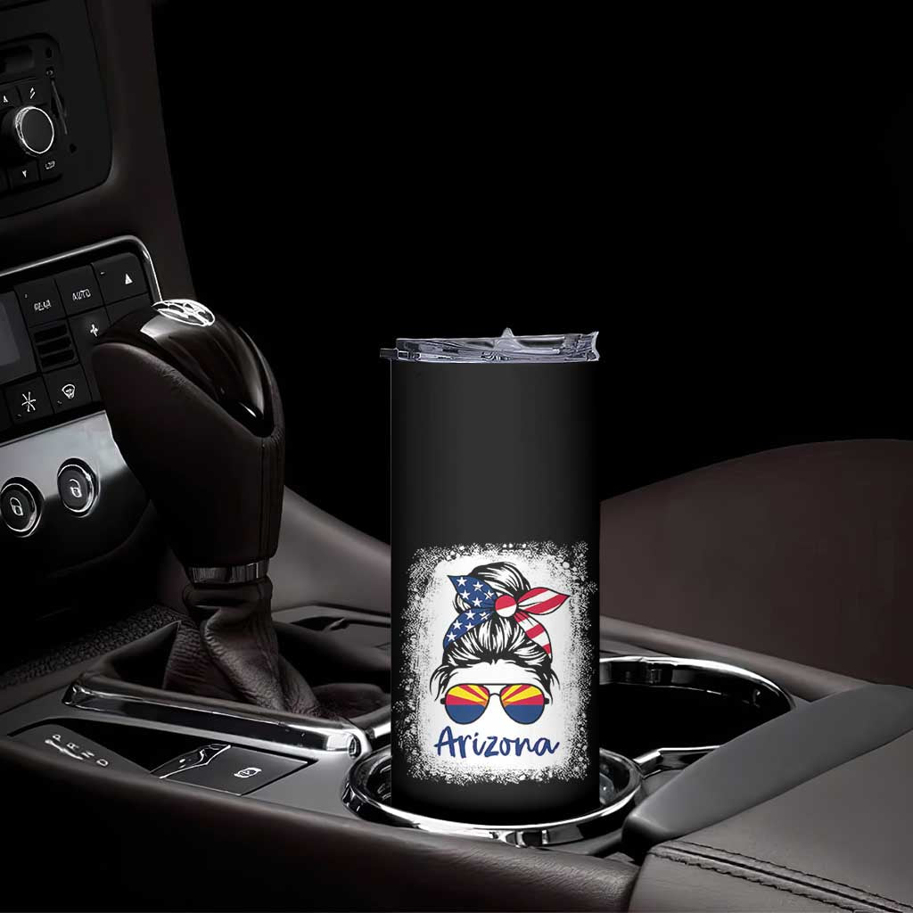 Arizona American Flag Messy Bun Pride Skinny Tumbler