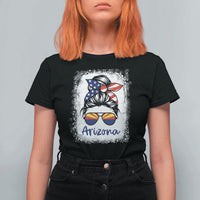 Arizona American Flag Messy Bun Pride T Shirt For Women
