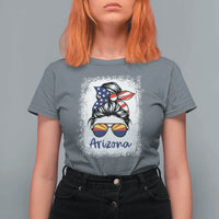 Arizona American Flag Messy Bun Pride T Shirt For Women