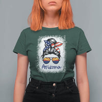Arizona American Flag Messy Bun Pride T Shirt For Women