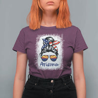 Arizona American Flag Messy Bun Pride T Shirt For Women