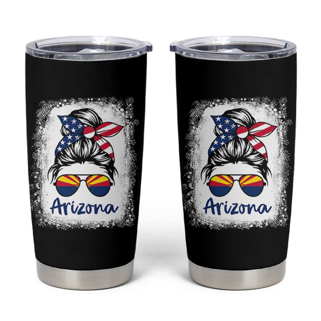 Arizona American Flag Messy Bun Pride Tumbler Cup