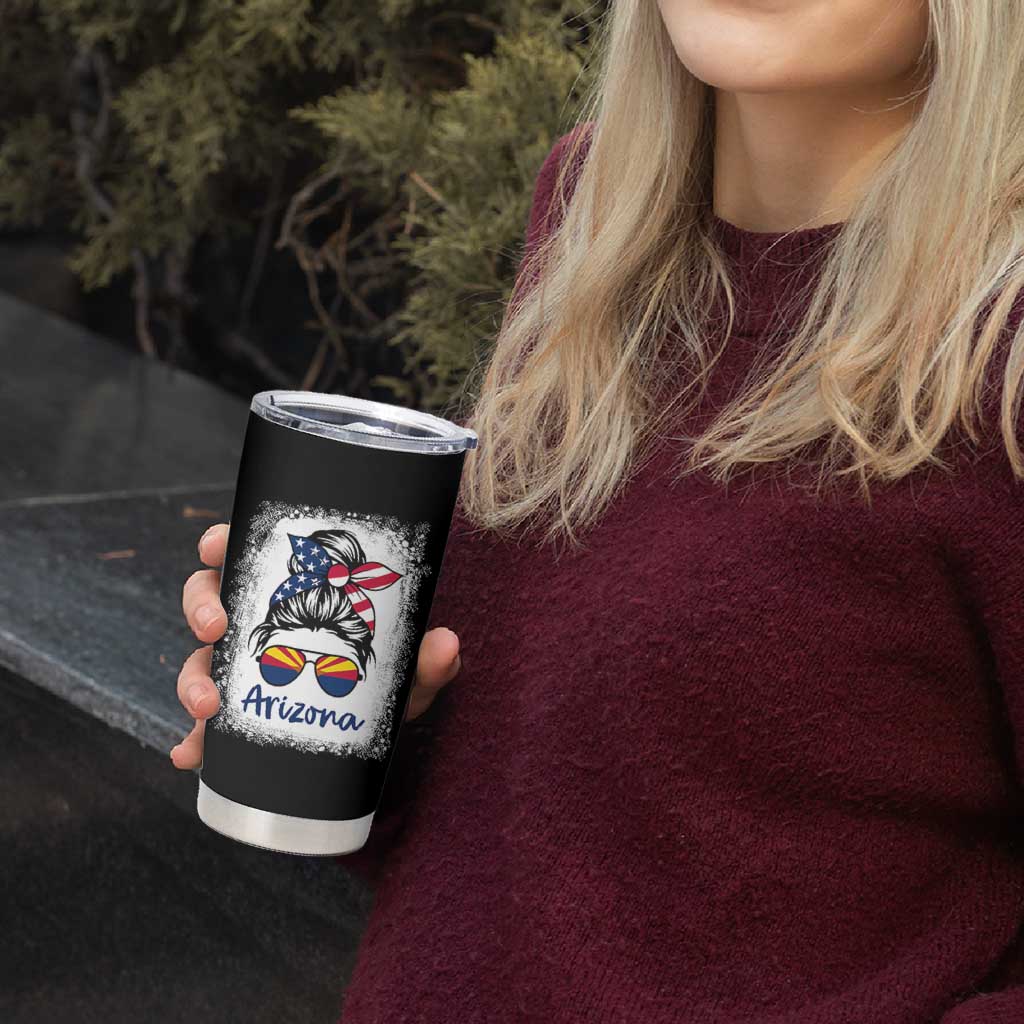 Arizona American Flag Messy Bun Pride Tumbler Cup