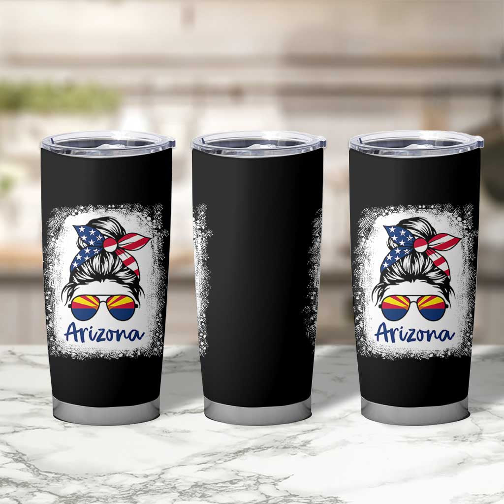 Arizona American Flag Messy Bun Pride Tumbler Cup