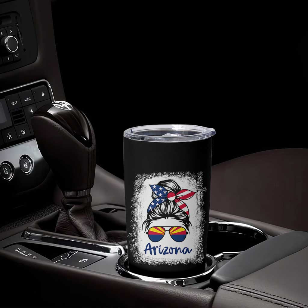 Arizona American Flag Messy Bun Pride Tumbler Cup