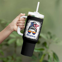 Arizona American Flag Messy Bun Pride Tumbler With Handle