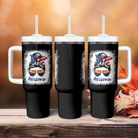 Arizona American Flag Messy Bun Pride Tumbler With Handle