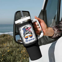 Arizona American Flag Messy Bun Pride Tumbler With Handle