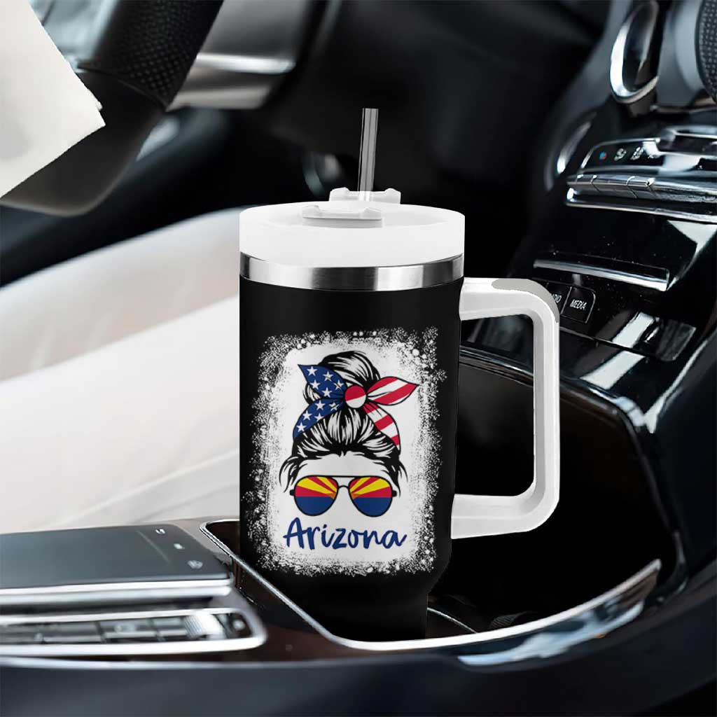 Arizona American Flag Messy Bun Pride Tumbler With Handle