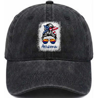 Arizona American Flag Messy Bun Pride Washed Cotton Baseball Cap