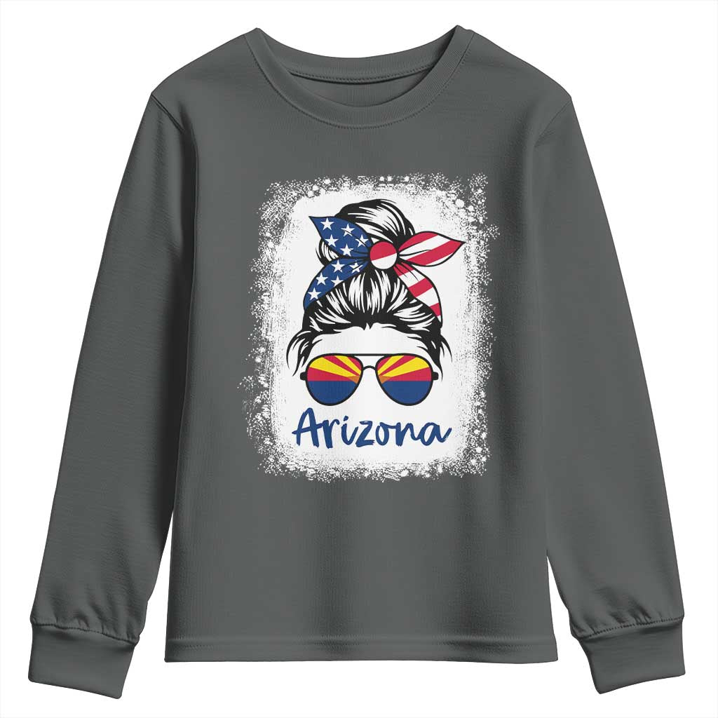 Arizona American Flag Messy Bun Pride Youth Sweatshirt