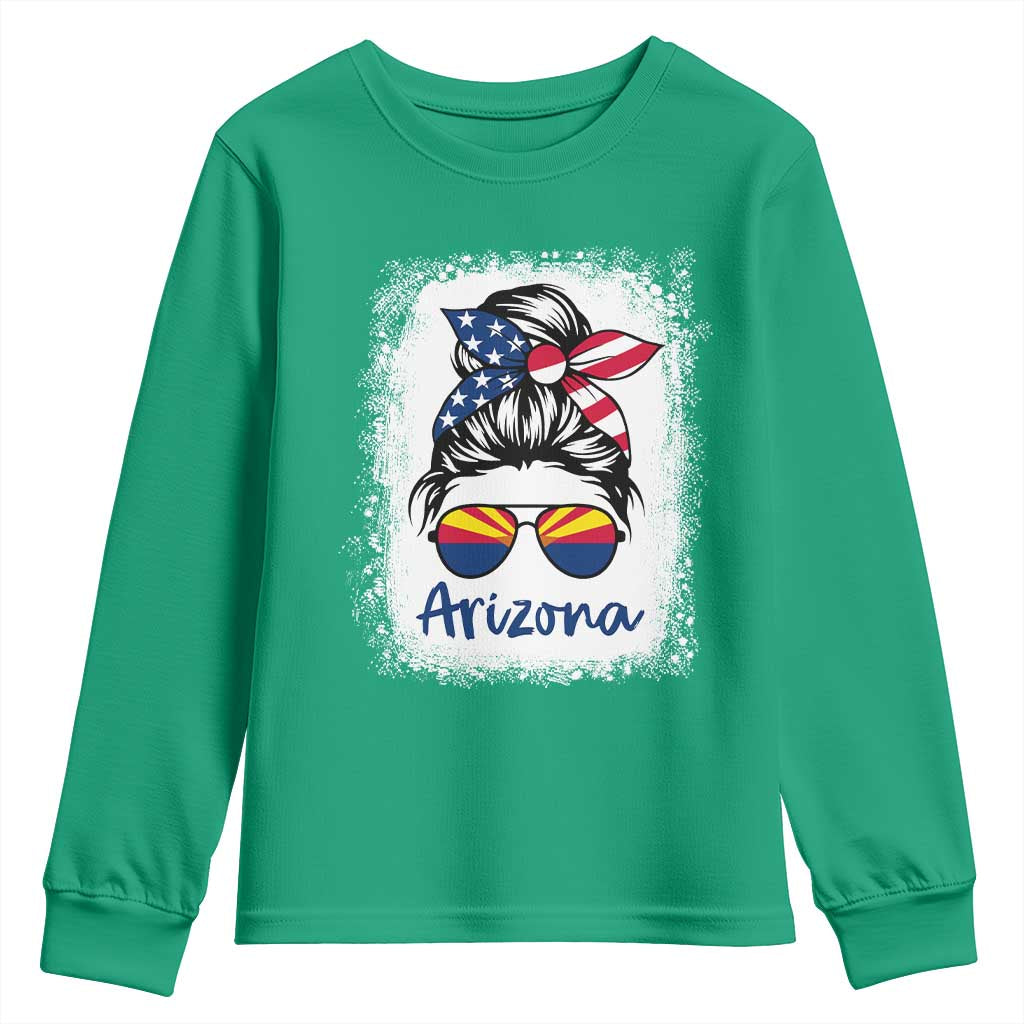 Arizona American Flag Messy Bun Pride Youth Sweatshirt