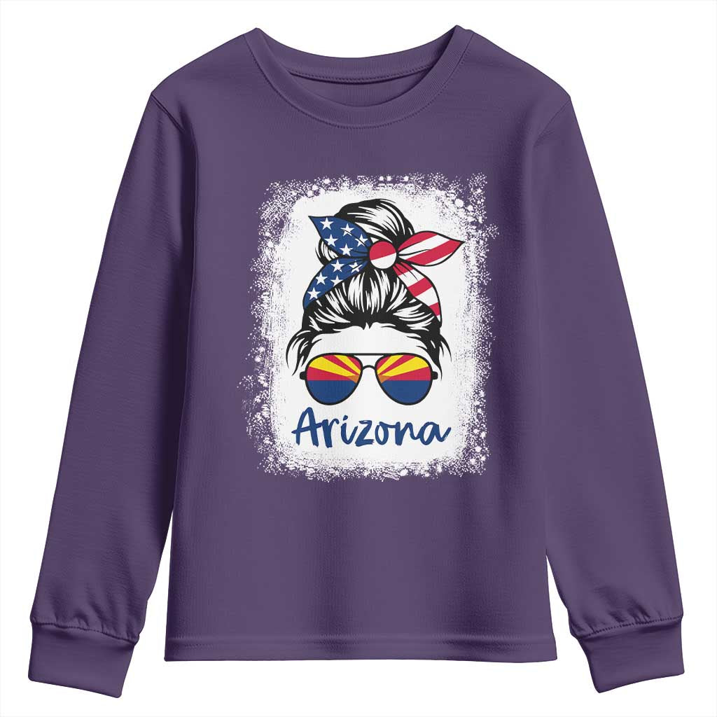 Arizona American Flag Messy Bun Pride Youth Sweatshirt