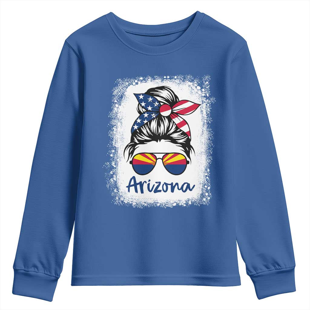 Arizona American Flag Messy Bun Pride Youth Sweatshirt