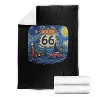Route Highway 66 Road Sign Distressed Road Trip Starry Night Throw Blanket