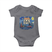 Route Highway 66 Road Sign Distressed Road Trip Starry Night Baby Onesie