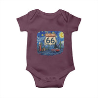 Route Highway 66 Road Sign Distressed Road Trip Starry Night Baby Onesie