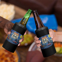 Route Highway 66 Road Sign Distressed Road Trip Starry Night 4 in 1 Can Cooler Tumbler