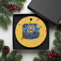 Route Highway 66 Road Sign Distressed Road Trip Starry Night Ceramic Ornament