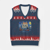 Route Highway 66 Road Sign Distressed Road Trip Starry Night V-Neck Knit Sweater Vest