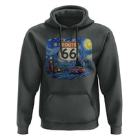 Route Highway 66 Road Sign Distressed Road Trip Starry Night Hoodie