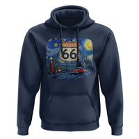 Route Highway 66 Road Sign Distressed Road Trip Starry Night Hoodie
