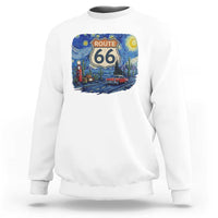 Route Highway 66 Road Sign Distressed Road Trip Starry Night Sweatshirt